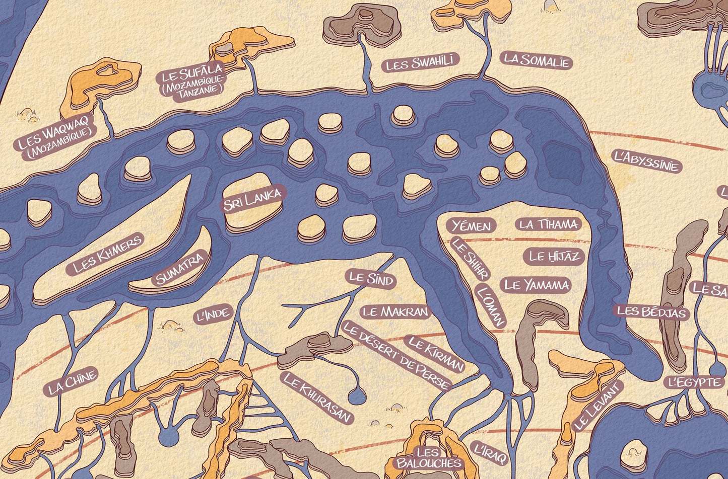 Carte circulaire du Livre de Roger par al Idrīsī (XIIe) - 40/40cm