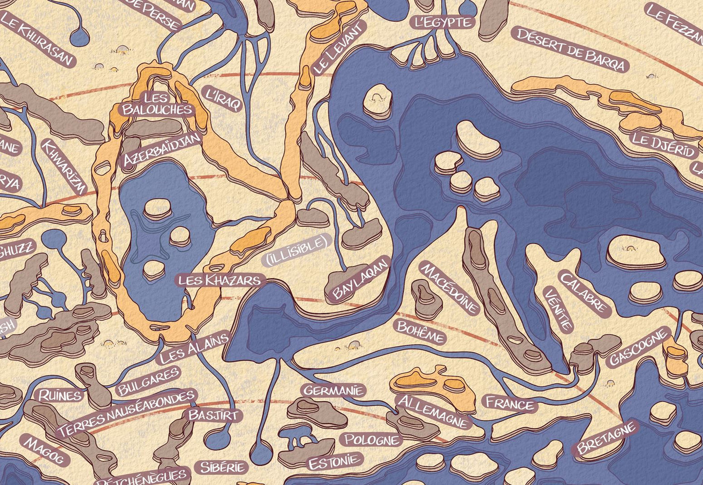 Carte circulaire du Livre de Roger par al Idrīsī (XIIe) - 40/40cm