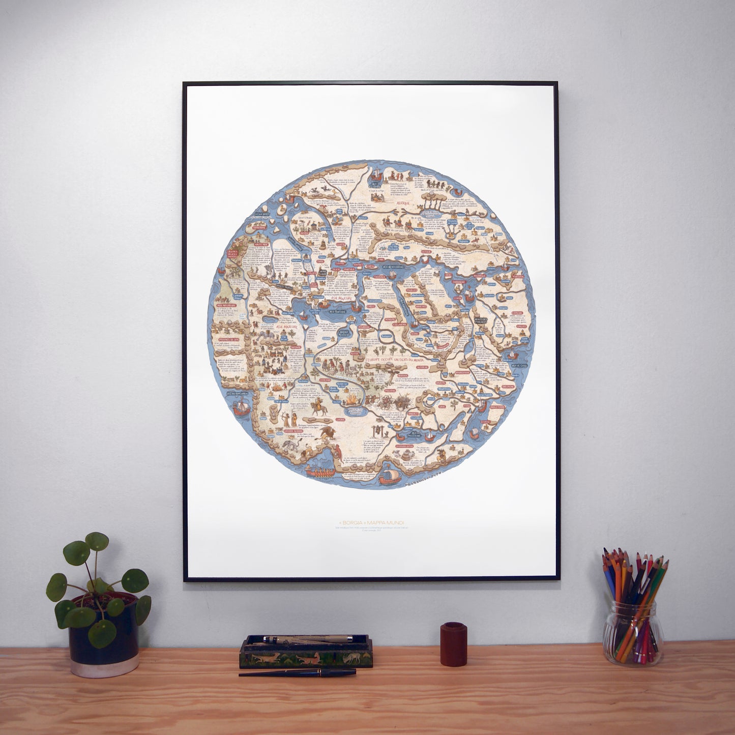 Borgia Mappa Mundi (XVe) - Tirage d'Art limité à 30 ex., numéroté et signé (25 en stock)