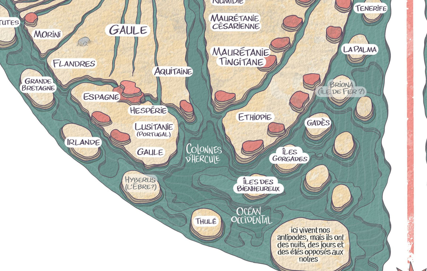 Carte circulaire du Liber Floridus par Lambert de Saint-Omer (XIIe) - 40/40cm