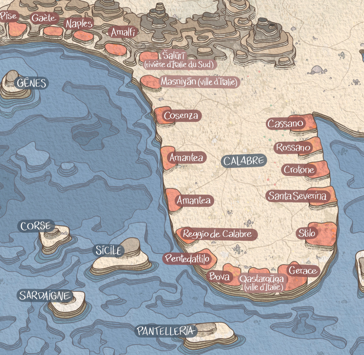 La Méditerranée selon Ibn Hawqal (Xe) - Tirage d'Art limité à 30 ex., numéroté et signé (30 en stock)