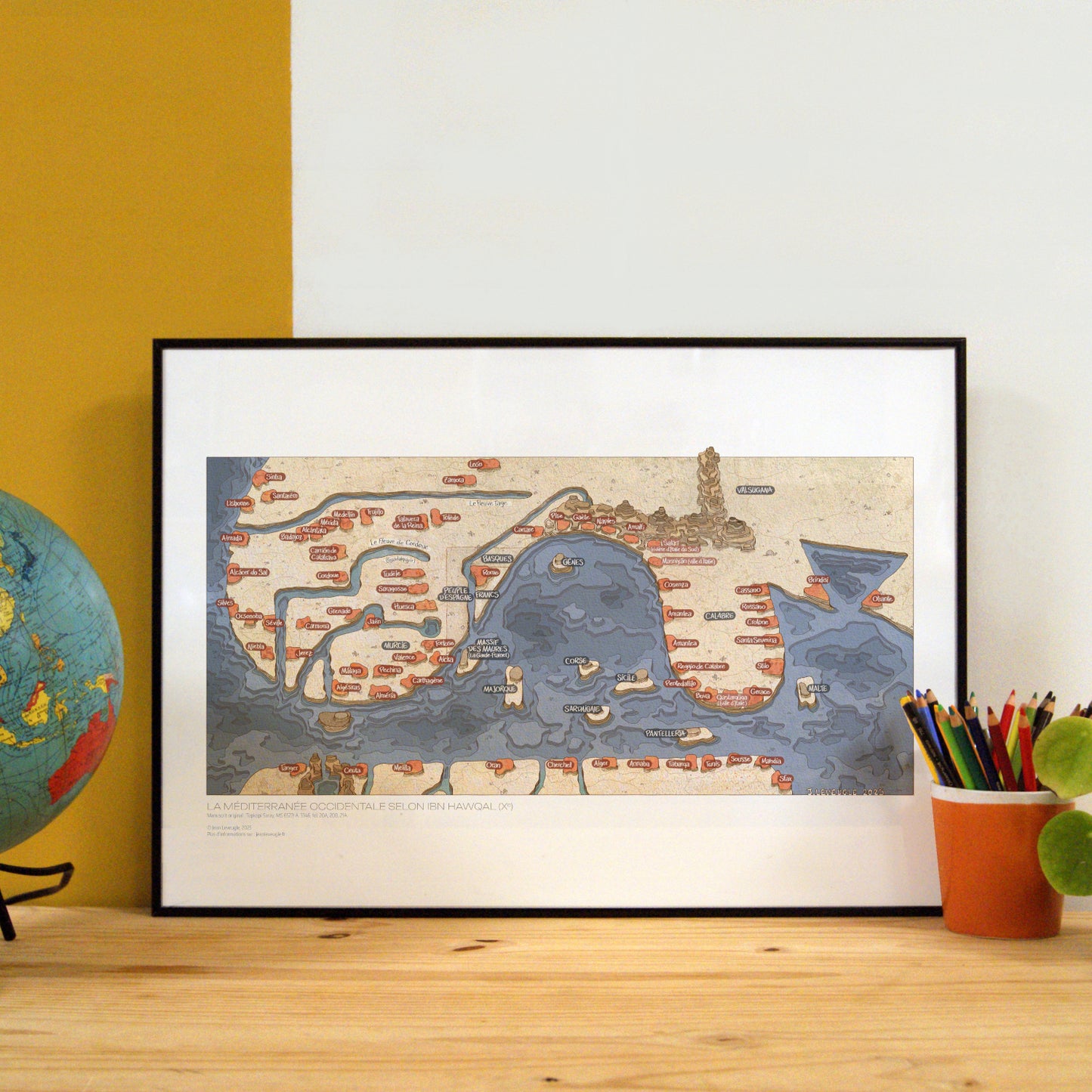 La Méditerranée selon Ibn Hawqal (Xe) - Tirage d'Art limité à 30 ex., numéroté et signé (30 en stock)